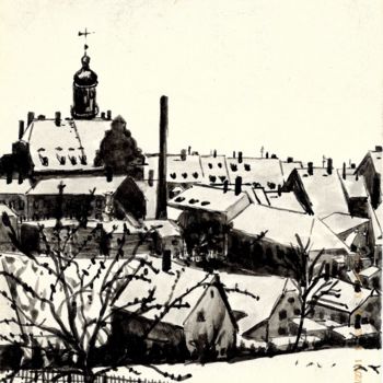 Zeichnungen mit dem Titel "erzgebirgisches Stä…" von Gallery Schöneweide, Original-Kunstwerk, Conté-Buntstifte