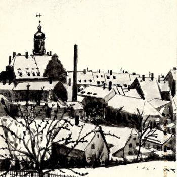 Drawing titled "erzgebirgisches Stä…" by Gallery Schöneweide, Original Artwork, Conté