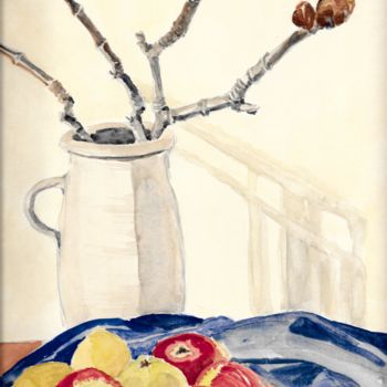 Malerei mit dem Titel "Still-Leben/Frühkno…" von Gallery Schöneweide, Original-Kunstwerk, Aquarell