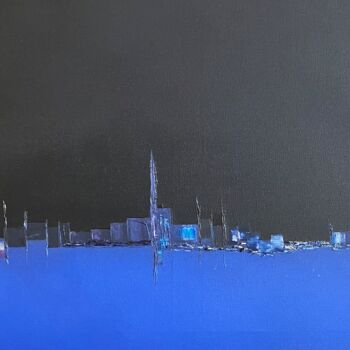 Картина под названием "Bleu nuit" - Siga, Подлинное произведение искусства, Акрил Установлен на Деревянная рама для носилок