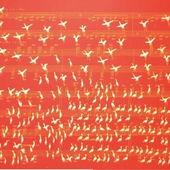 Painting titled "Cranes' Wedding" by Galust Mkhitaryan, Original Artwork, Oil
