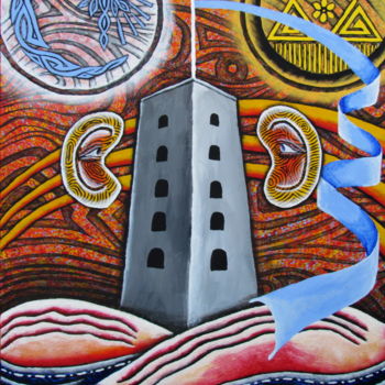 Картина под названием "Tower of ameboas" - Luke Galutia, Подлинное произведение искусства, Акрил