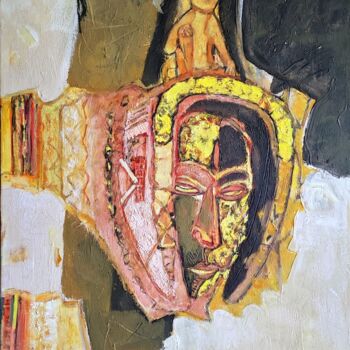 Schilderij getiteld "African mask1" door Galya Didur, Origineel Kunstwerk, Acryl