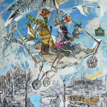 Schilderij getiteld "Place Louis Aragon" door Galya Didur, Origineel Kunstwerk, Acryl