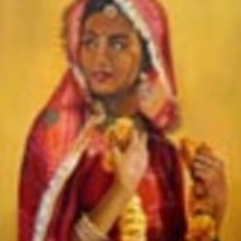 Painting titled "Woman from India" by Galya Bukova, Original Artwork, Oil