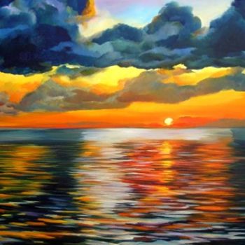 Painting titled "Silver sunset" by Galya Bukova, Original Artwork