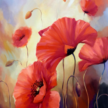 Painting titled ""Poppies"" by Galya Bukova, Original Artwork