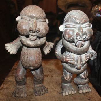 Sculpture titled "jeune couple coubou…" by Adidja Manjia, Original Artwork, Clay