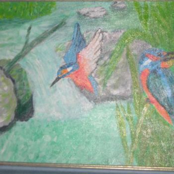 Pintura intitulada "les martins pêcheurs" por Faccia, Obras de arte originais