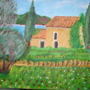 Painting titled "au milieu des vignes" by Faccia, Original Artwork