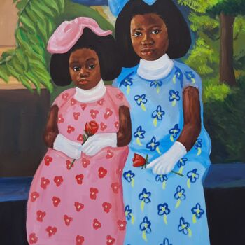 Painting titled "Sisters love" by Ganiyat Abdulazeez, Original Artwork, Oil