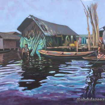 Painting titled "Waterfront" by Ganiyat Abdulazeez, Original Artwork, Oil