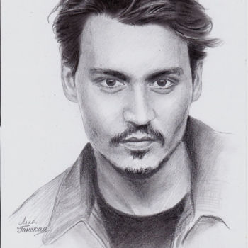 Dessin intitulée "johnny-depp-by-gans…" par Alla Ganskaia, Œuvre d'art originale