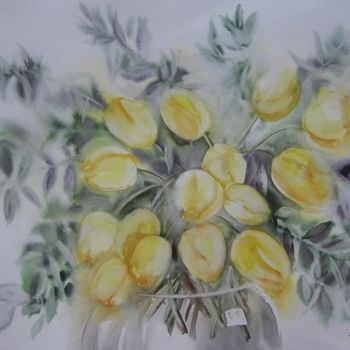 Painting titled "Tulipes jaunes" by Isabelle Fournier Perdrix, Original Artwork