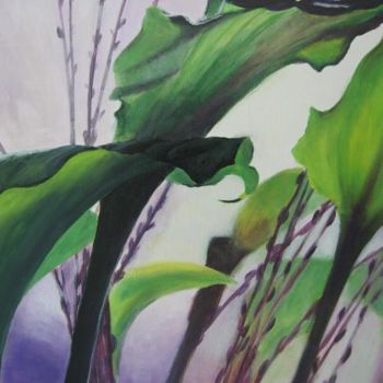 Pittura intitolato "Arums verts" da Isabelle Fournier Perdrix, Opera d'arte originale