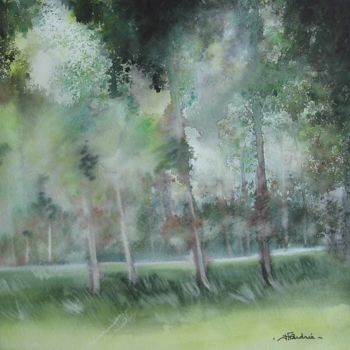 Painting titled "Jeune forêt" by Isabelle Fournier Perdrix, Original Artwork