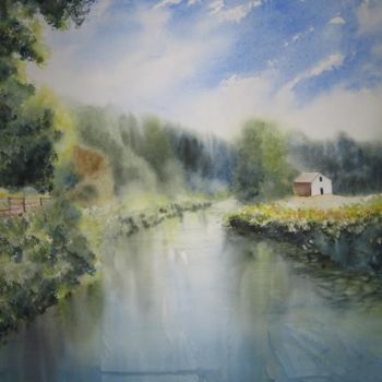 Painting titled "Rives de Seine" by Isabelle Fournier Perdrix, Original Artwork