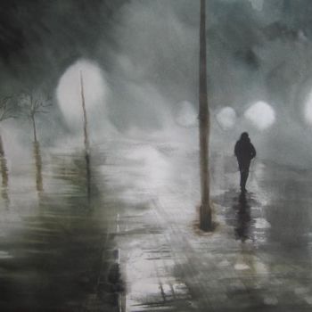 Painting titled "Nuit et brouillard.…" by Isabelle Fournier Perdrix, Original Artwork