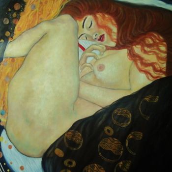 Pittura intitolato "Danaé, Copie Klimt" da Elodie Bedon (Garance Be.), Opera d'arte originale, Olio