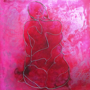 Peinture intitulée "Nue du dos rose" par Elodie Bedon (Garance Be.), Œuvre d'art originale, Acrylique