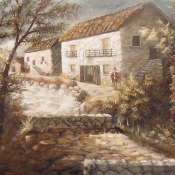 Painting titled "Ponte di pietra in…" by T.Vante, Original Artwork, Oil