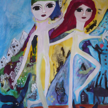 Картина под названием "Le Déjeuner sur l'h…" - Margarita García Alonso, Подлинное произведение искусства, Масло