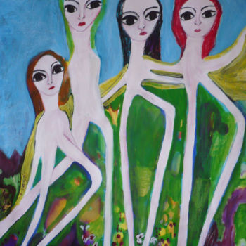 Painting titled "Le Déjeuner sur l'h…" by Margarita García Alonso, Original Artwork, Oil