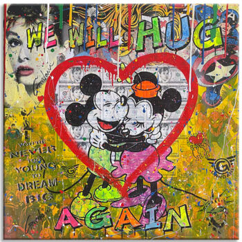 Painting titled "We Will HUG Again –…" by Gardani, Original Artwork, Acrylic Mounted on Wood Stretcher frame