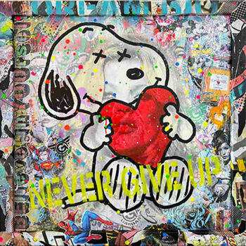 Картина под названием "Snoopy Your Dreams" - Gardani, Подлинное произведение искусства, Акрил Установлен на Деревянная рама…