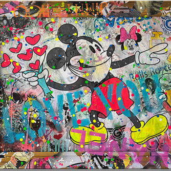 Painting titled "Mickey Love you mor…" by Gardani, Original Artwork, Acrylic Mounted on Wood Stretcher frame