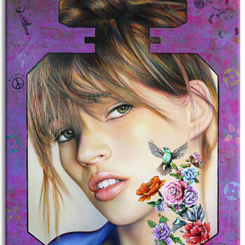 Malarstwo zatytułowany „Kate Girl Power –…” autorstwa Gardani, Oryginalna praca, Olej Zamontowany na Drewniana rama noszy