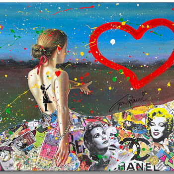 「Love finds you」というタイトルの絵画 Gardaniによって, オリジナルのアートワーク, アクリル ウッドストレッチャーフレームにマウント