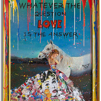 Painting titled "Love Questions" by Gardani, Original Artwork, Acrylic Mounted on Wood Stretcher frame