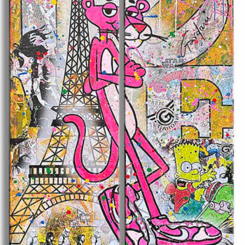 绘画 标题为“Pink Paris -  Origi…” 由Gardani, 原创艺术品, 丙烯 安装在木质担架架上