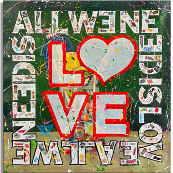 绘画 标题为“NEED Love” 由Gardani, 原创艺术品, 丙烯 安装在木质担架架上