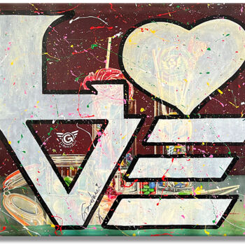 Painting titled "Sweet Love" by Gardani, Original Artwork, Oil Mounted on Wood Stretcher frame