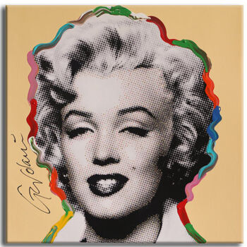 Schilderij getiteld "Marilyn my Life" door Gardani, Origineel Kunstwerk, Olie Gemonteerd op Frame voor houten brancard