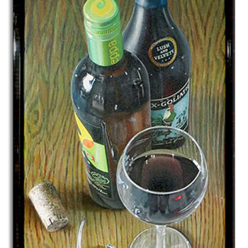Painting titled "wine of love" by Gardani, Original Artwork, Oil Mounted on Wood Stretcher frame
