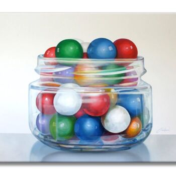 Painting titled "Bubble Gum" by Gardani, Original Artwork, Oil Mounted on Wood Stretcher frame