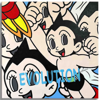 Schilderij getiteld "Astro Boy Evolution" door Gardani, Origineel Kunstwerk, Acryl Gemonteerd op Frame voor houten brancard