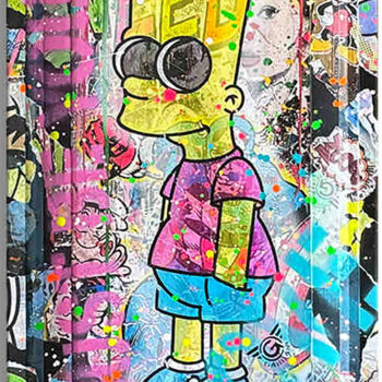 Картина под названием "Just be you Bart" - Gardani, Подлинное произведение искусства, Акрил Установлен на Деревянная рама дл…
