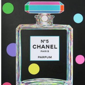 Painting titled "Chanel Love Dots" by Gardani, Original Artwork, Oil Mounted on Wood Stretcher frame