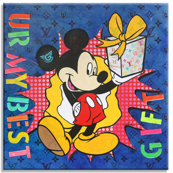Ζωγραφική με τίτλο "Mickey U R My Best…" από Gardani, Αυθεντικά έργα τέχνης, Ακρυλικό Τοποθετήθηκε στο Ξύλινο φορείο σκελετό