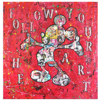 Malarstwo zatytułowany „Mickey Follow your…” autorstwa Gardani, Oryginalna praca, Olej Zamontowany na Drewniana rama noszy