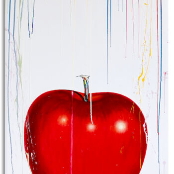 Malerei mit dem Titel "Red Apple" von Gardani, Original-Kunstwerk, Öl Auf Keilrahmen aus Holz montiert