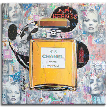 Painting titled "Chanel Paris Parfum…" by Gardani, Original Artwork, Acrylic Mounted on Wood Stretcher frame