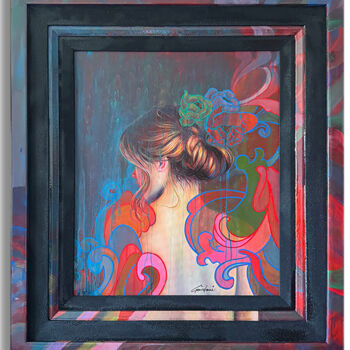 Painting titled "Lines of Thinking" by Gardani, Original Artwork, Oil Mounted on Wood Stretcher frame