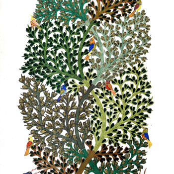 Pintura intitulada "Tree Of Life 9" por Gariba Singh, Obras de arte originais, Acrílico