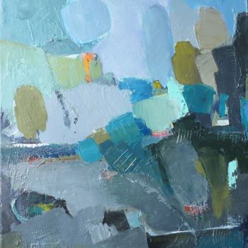 Malerei mit dem Titel "65/50 blue landscape" von Nicole Garilli, Original-Kunstwerk, Acryl