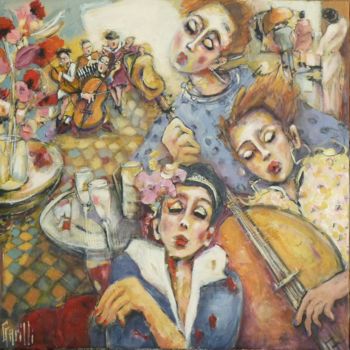 Pittura intitolato "80/80 tchin-tchin s…" da Nicole Garilli, Opera d'arte originale, Acrilico